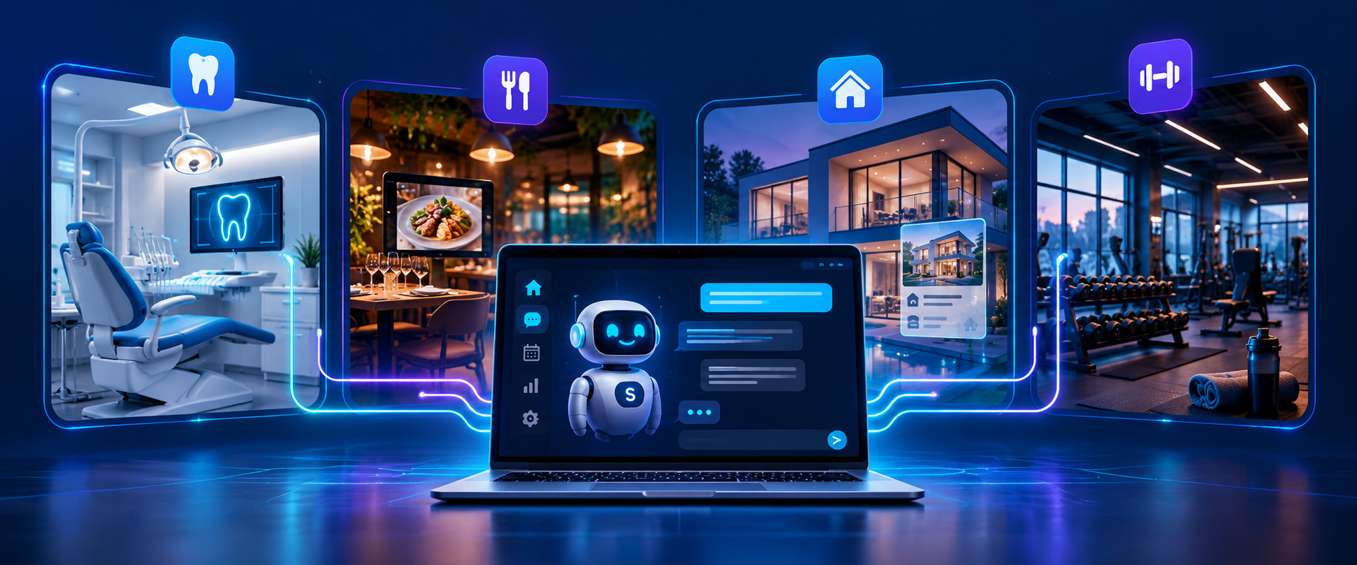 Ejemplos de soluciones construidas con SmartSeller para dental, restaurantes, inmobiliarias y gimnasios