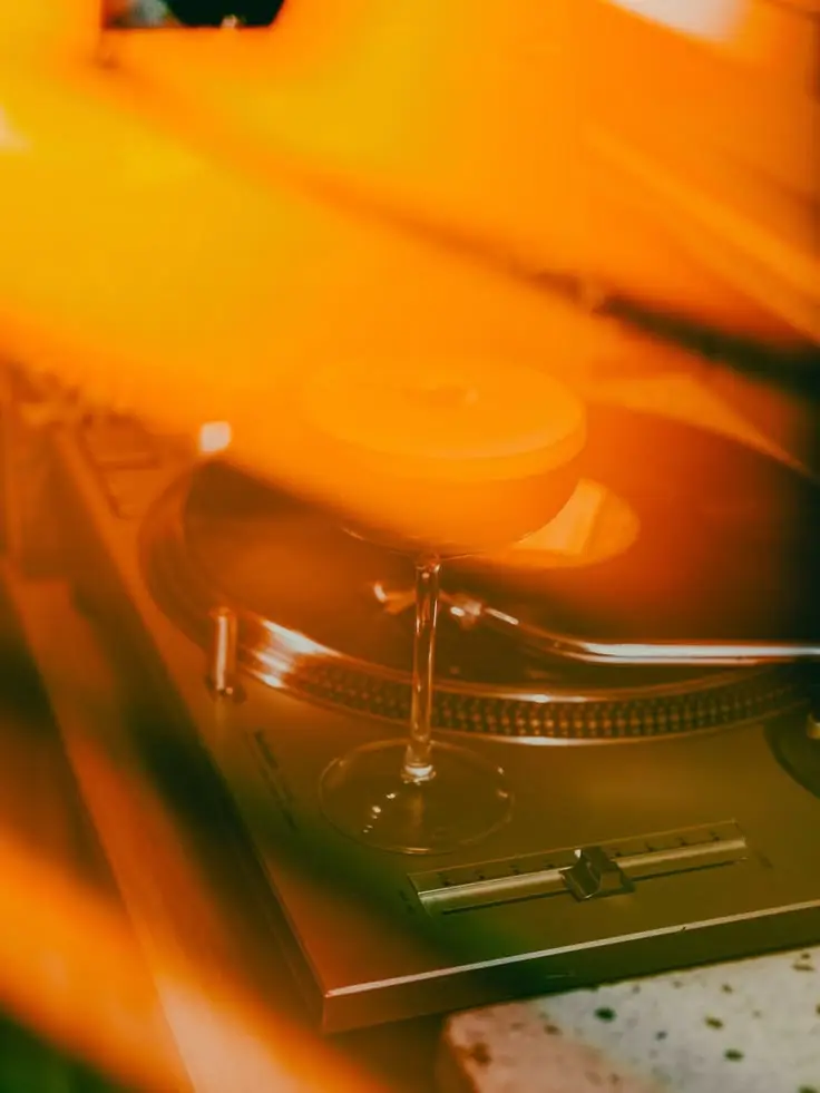 A turntable in warm light