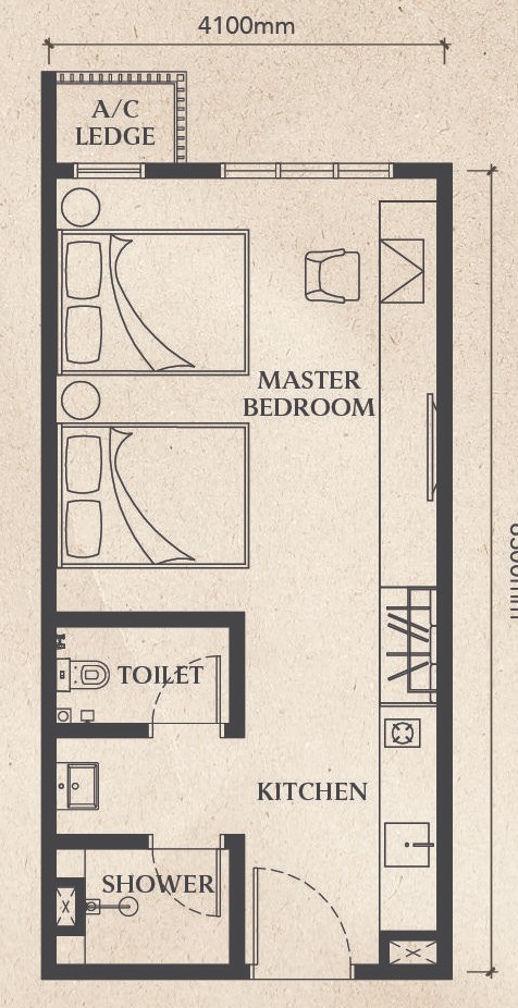 Type A studio floor plan
