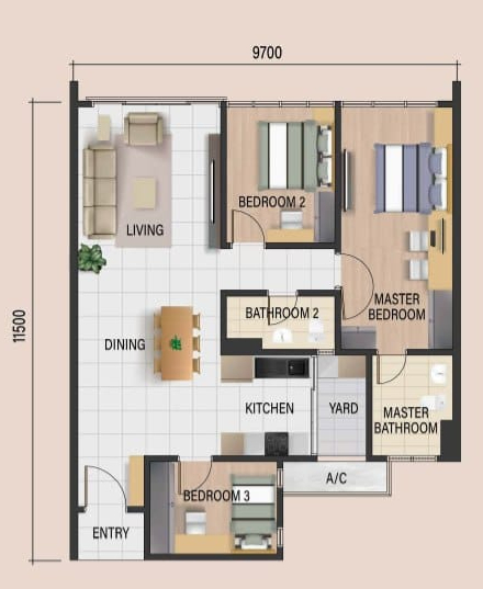 Type B1 floor plan