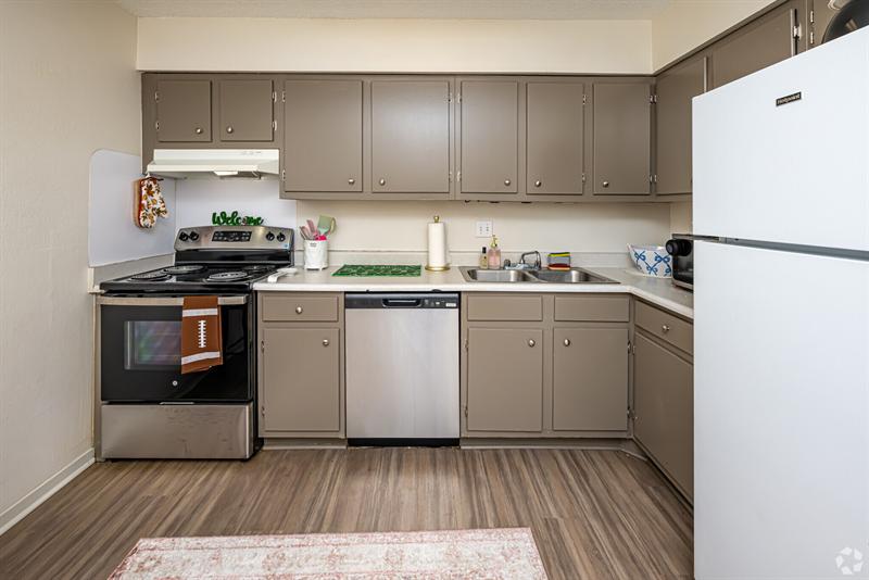 Two-bedroom kitchen with stainless appliances and plenty of cabinets