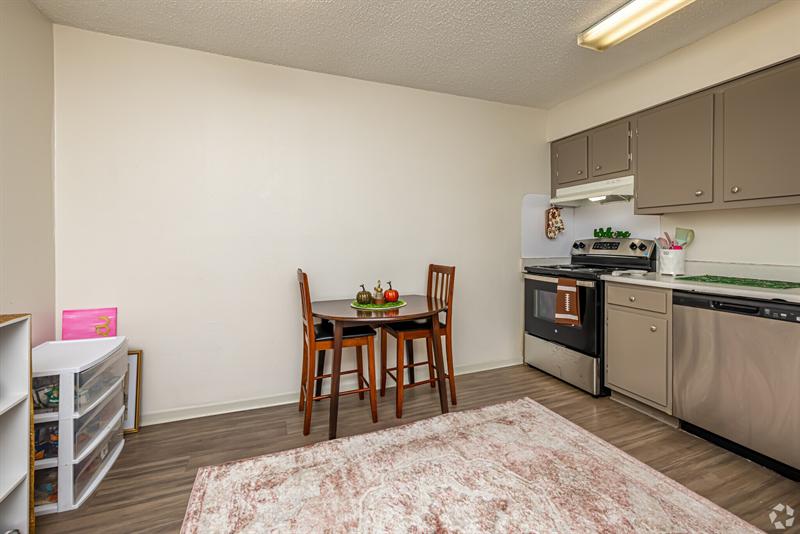 Two-bedroom dining area next to the kitchen