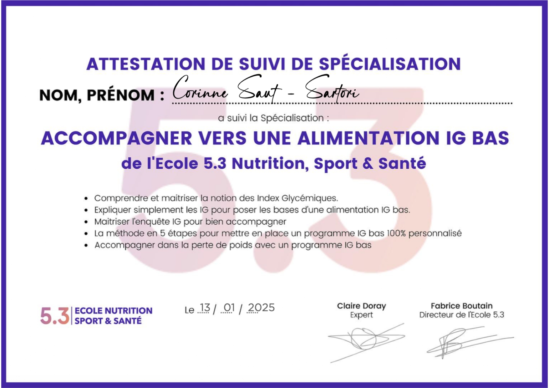 Spécialisation Alimentation IG Bas