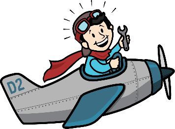 Air Solutions HVAC technician illustration with an airplane