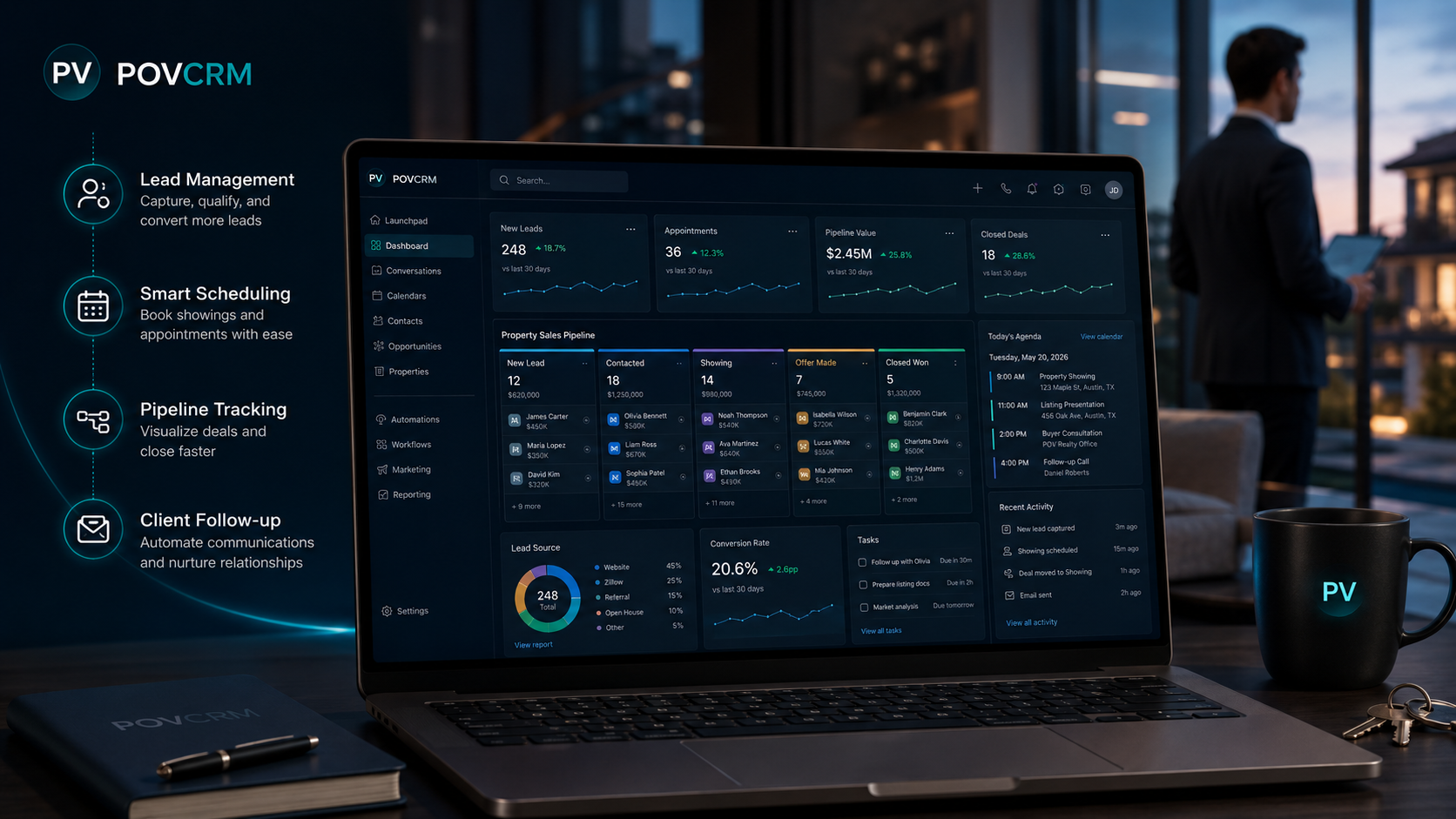 POVCRM platform dashboard visual for modern business teams
