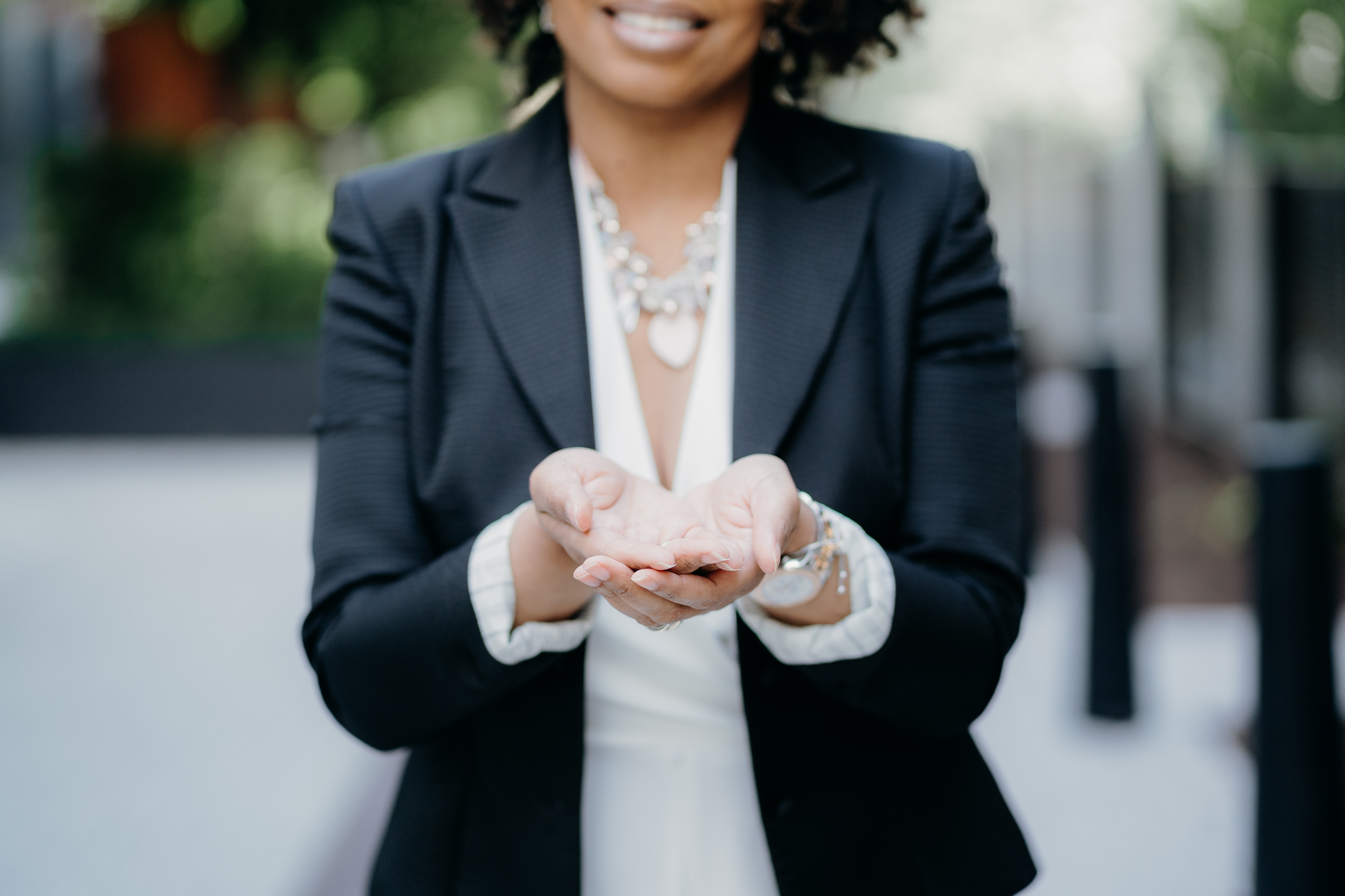 Momentology portrait with open hands
