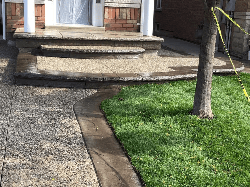 Completed exposed aggregate concrete finish by Right Way Concrete