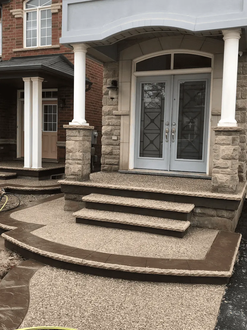 Finished exposed aggregate front entrance and steps