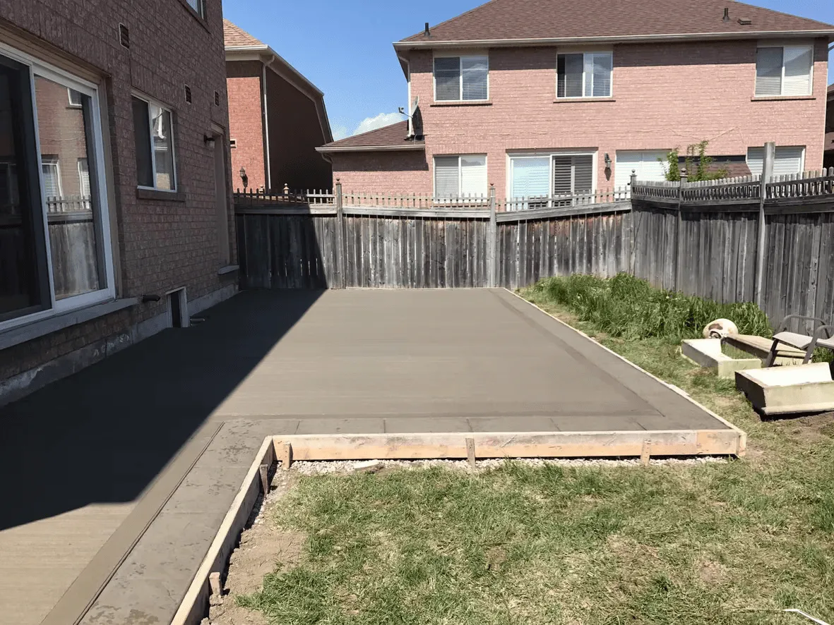 Plain concrete backyard patio pad