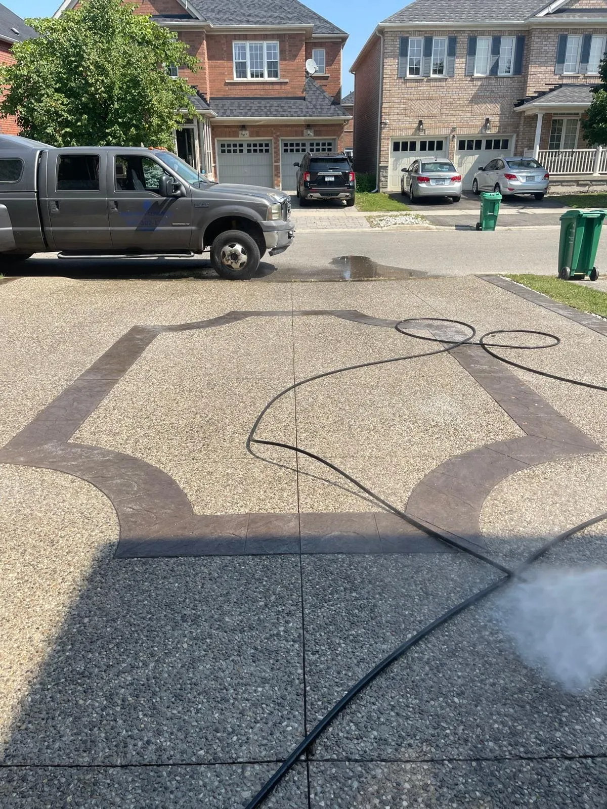 Long exposed aggregate residential driveway