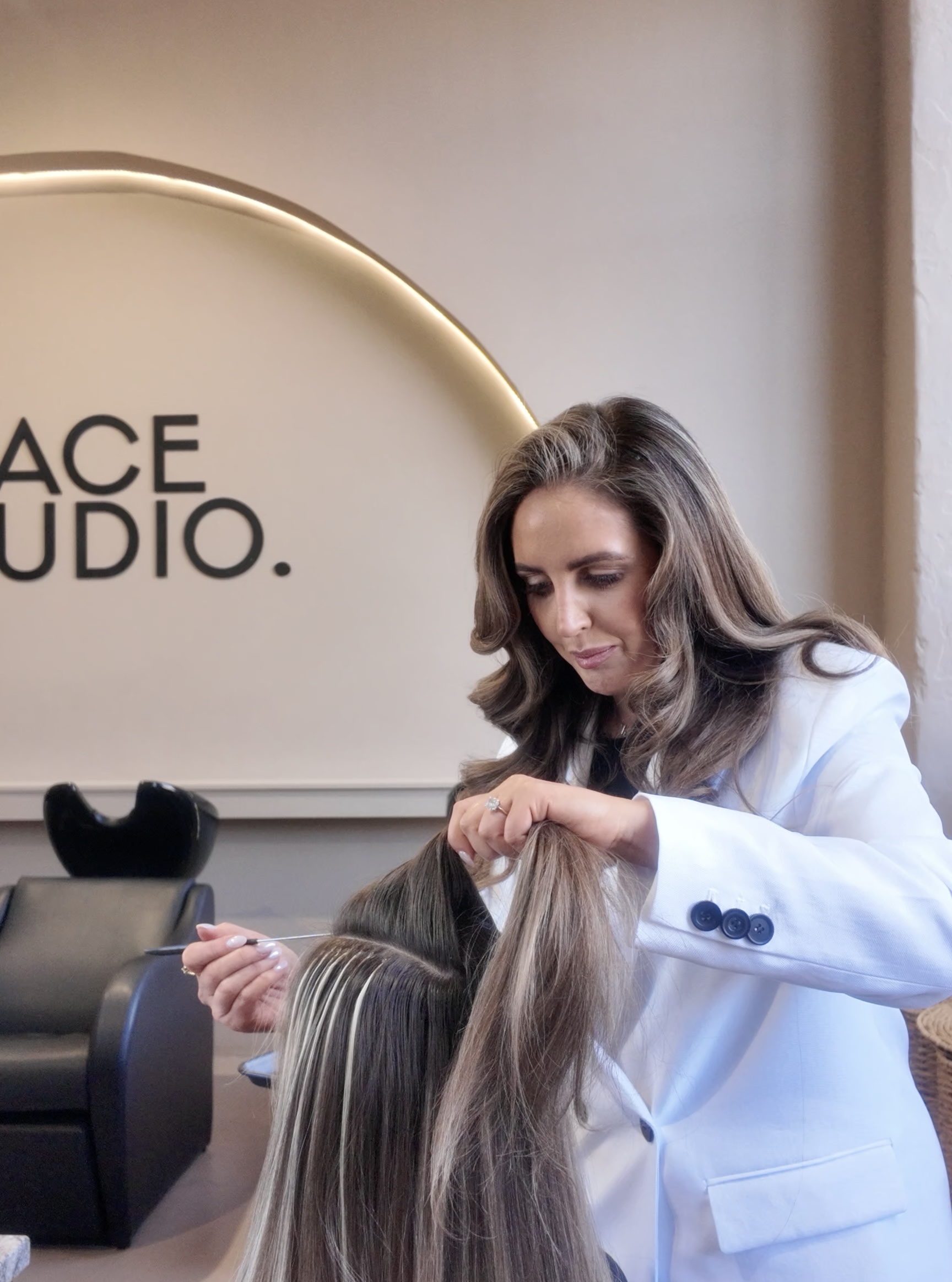 Hair extension training at Space Studio