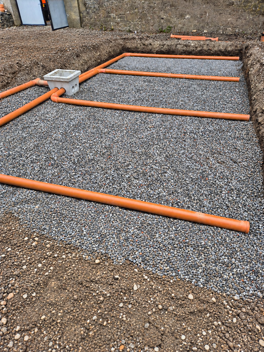 Drainage installation on site