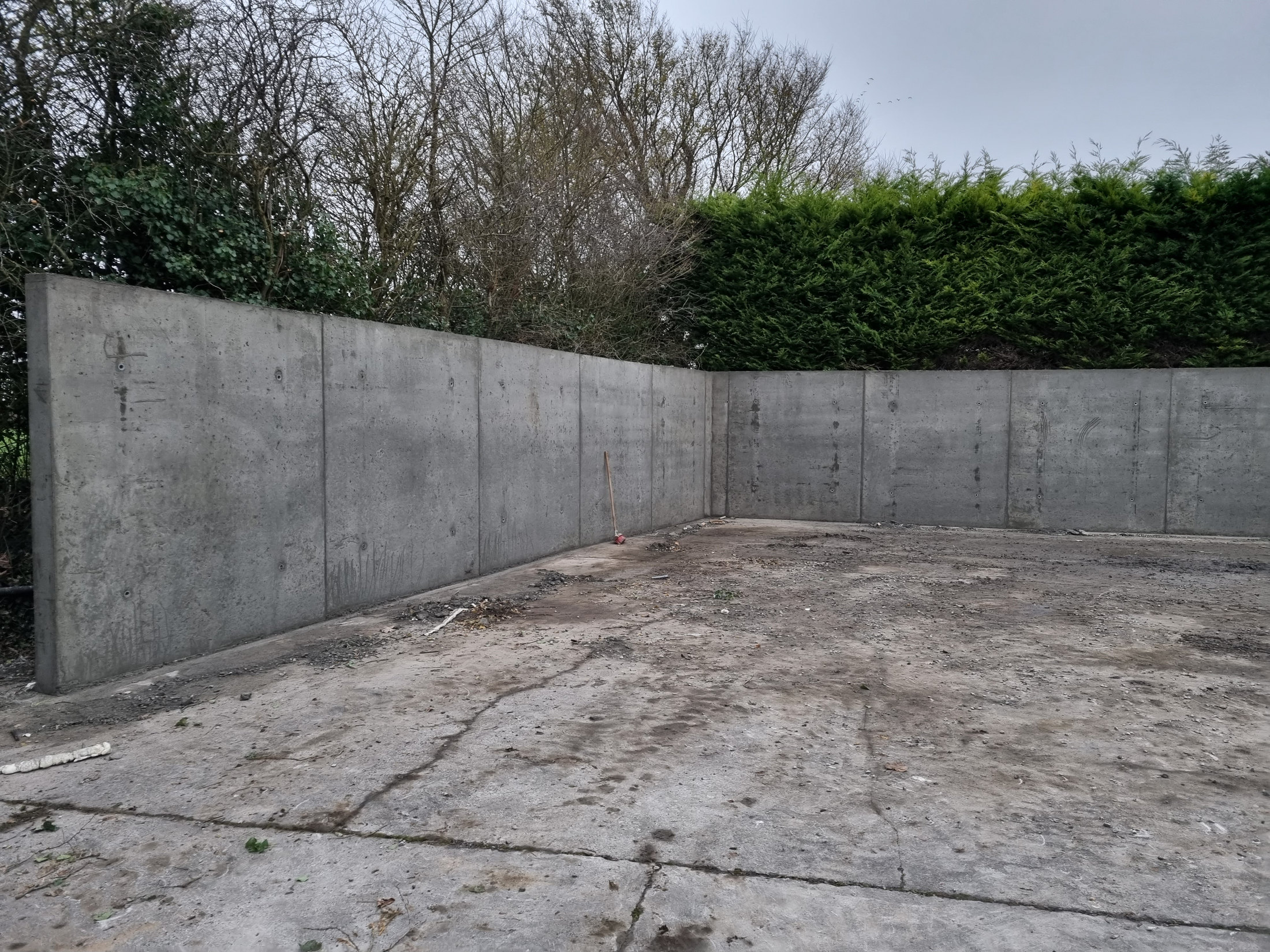 Concrete yard and building works on site