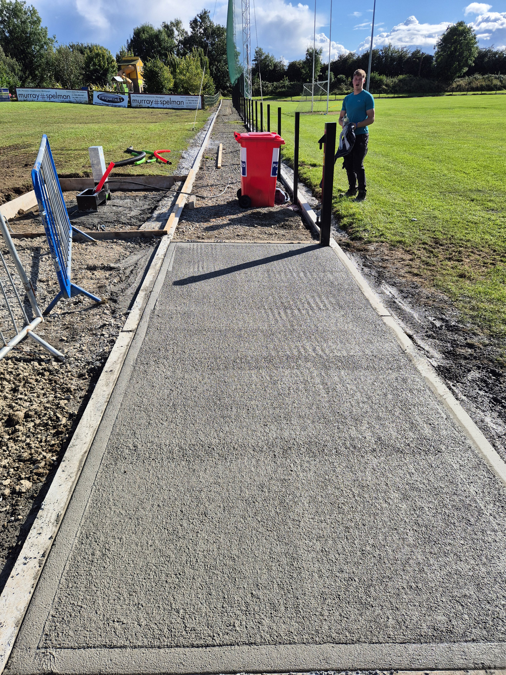 Concrete path construction at the sports ground