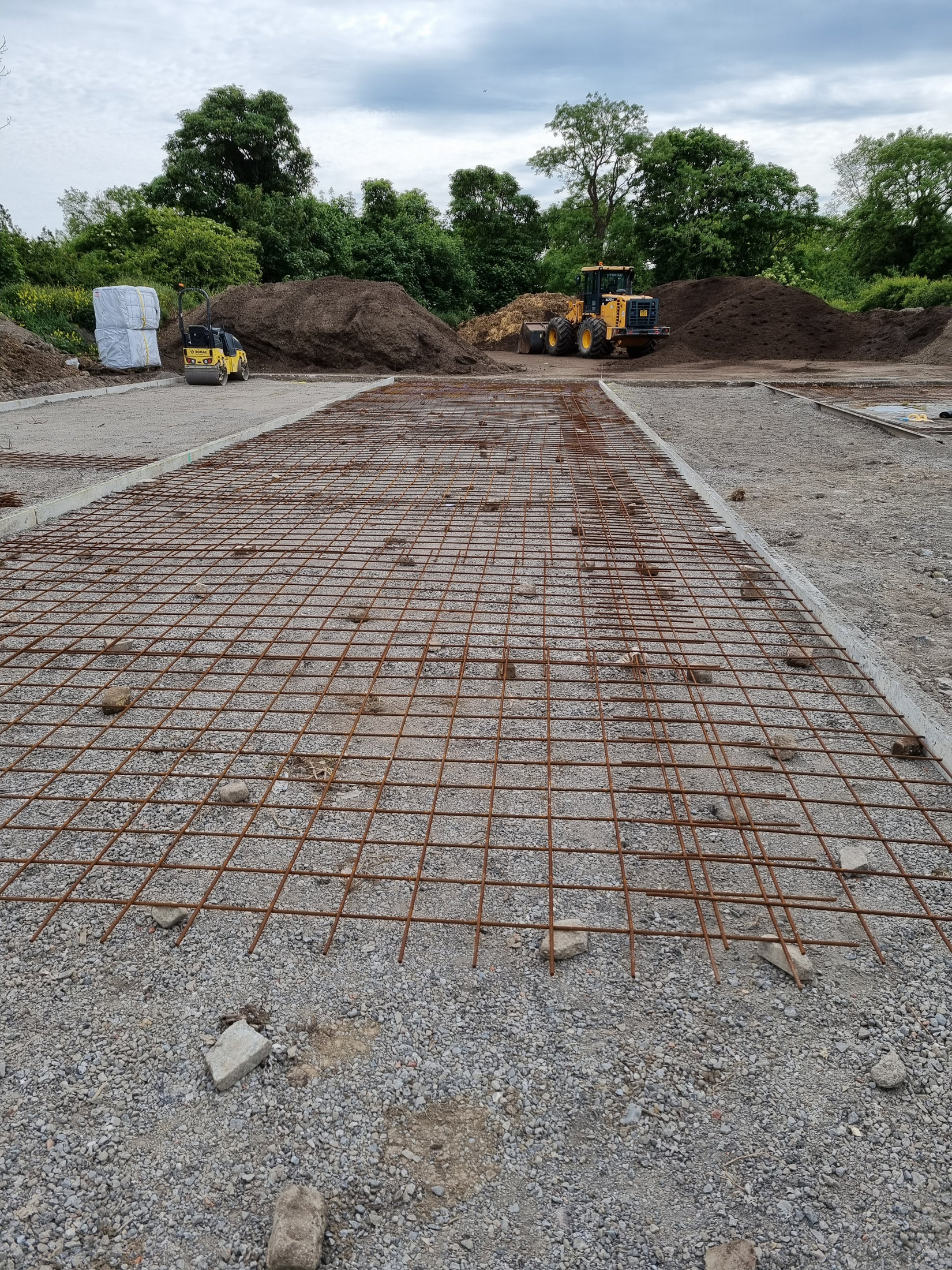 Steel reinforcement prepared for a concrete slab