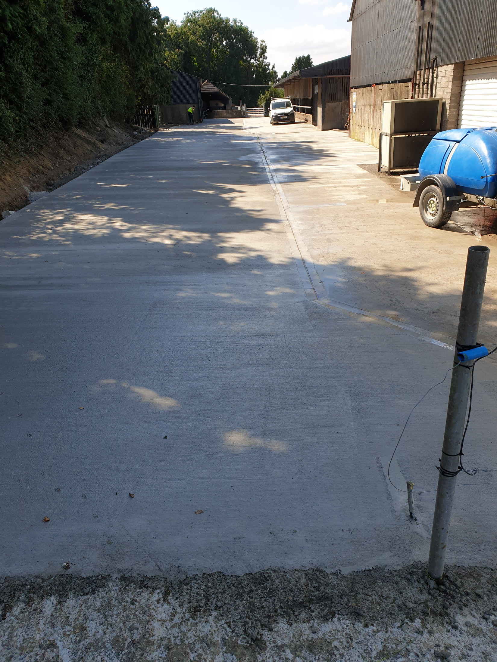 Concrete slab beside a building
