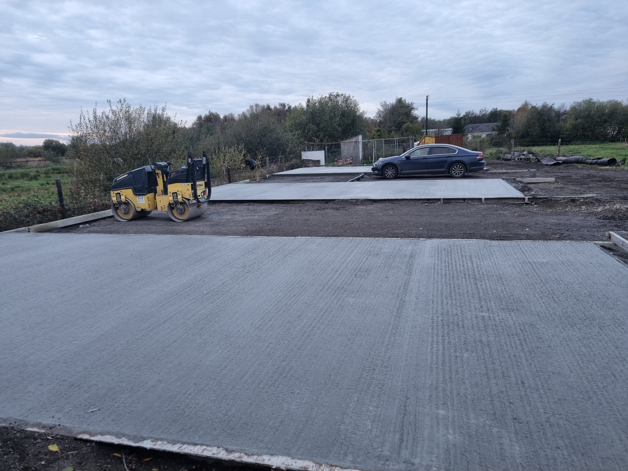 Concrete slab and roller