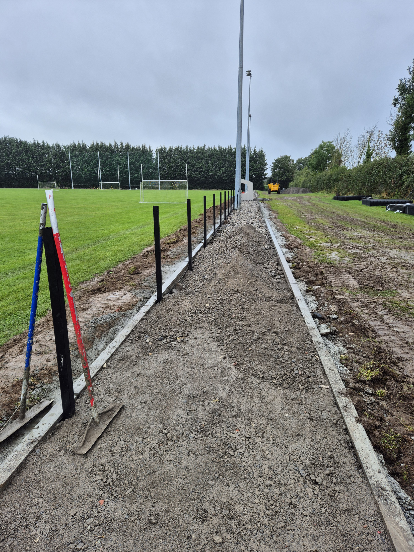 Kerbing prepared for the perimeter path