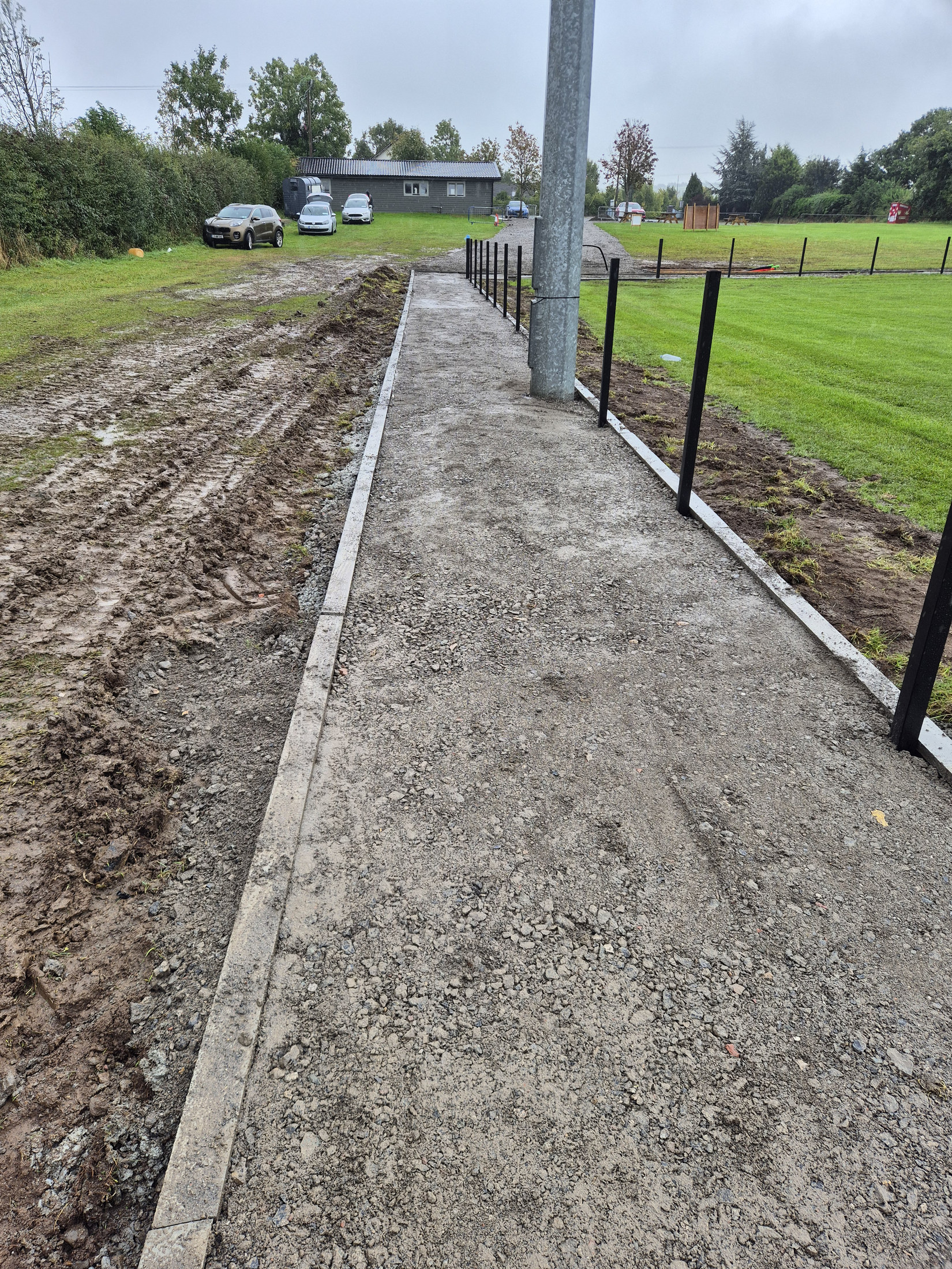 Stone base for the perimeter path