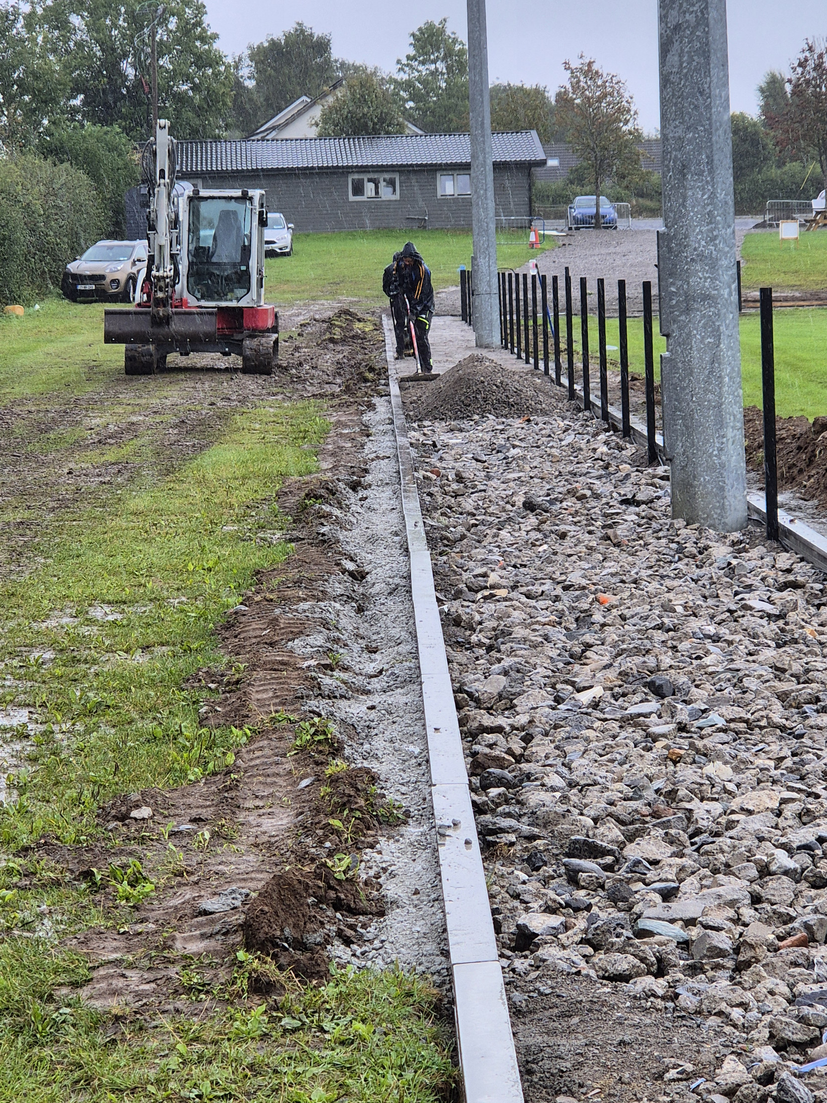 Kerbing and stone base installation