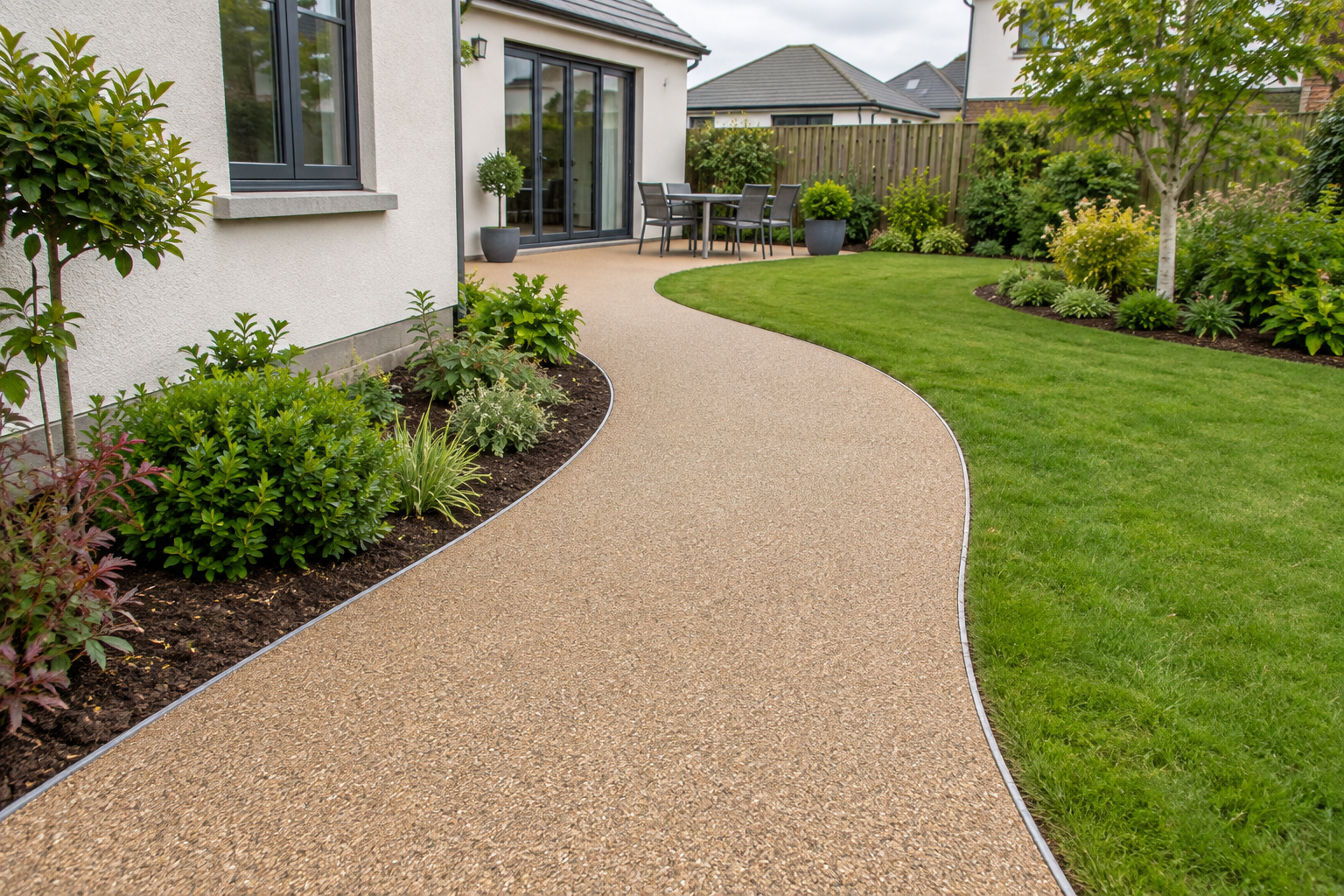 Curved resin-bound garden footpath by MAB