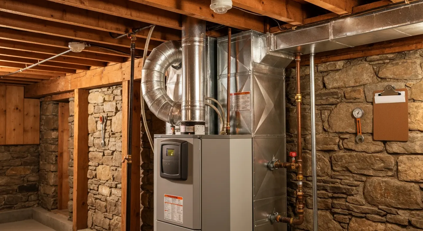 Furnace installation in Greenfield Hill colonial