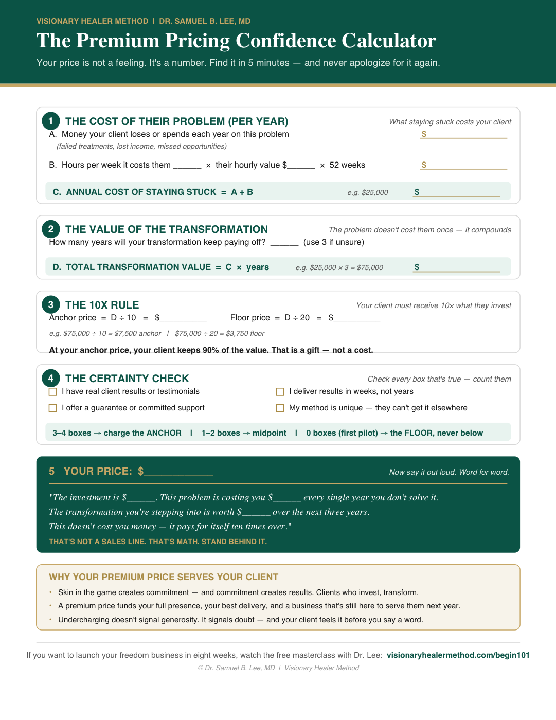 Preview of the Premium Pricing Confidence Calculator PDF