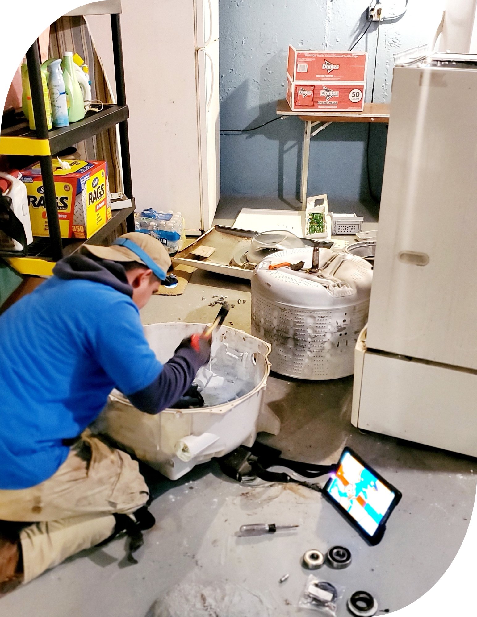 Technician installing residential HVAC equipment