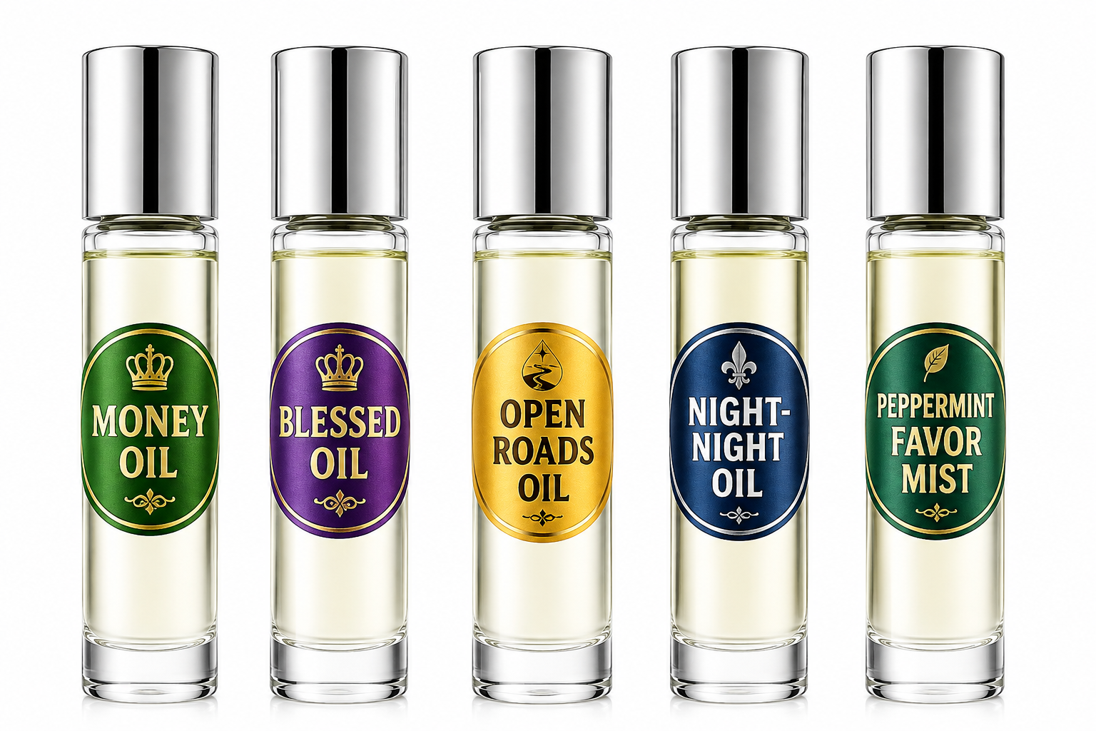 Labor Day Build Your Own Spiritual Trio, five ritual oil bottles
