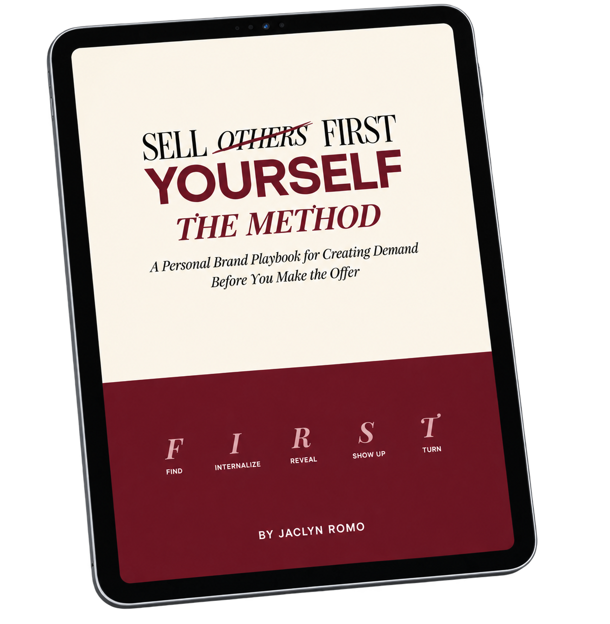 Sell Yourself First PDF playbook displayed on an iPad