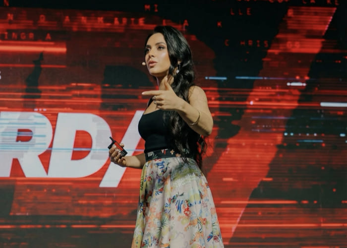 Dr. Shad&eacute; Zahrai on stage
