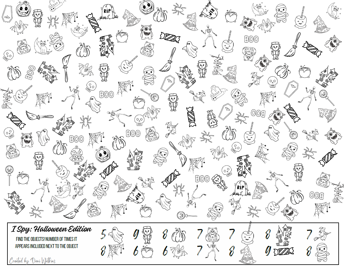 Preview of the I Spy Halloween Edition page