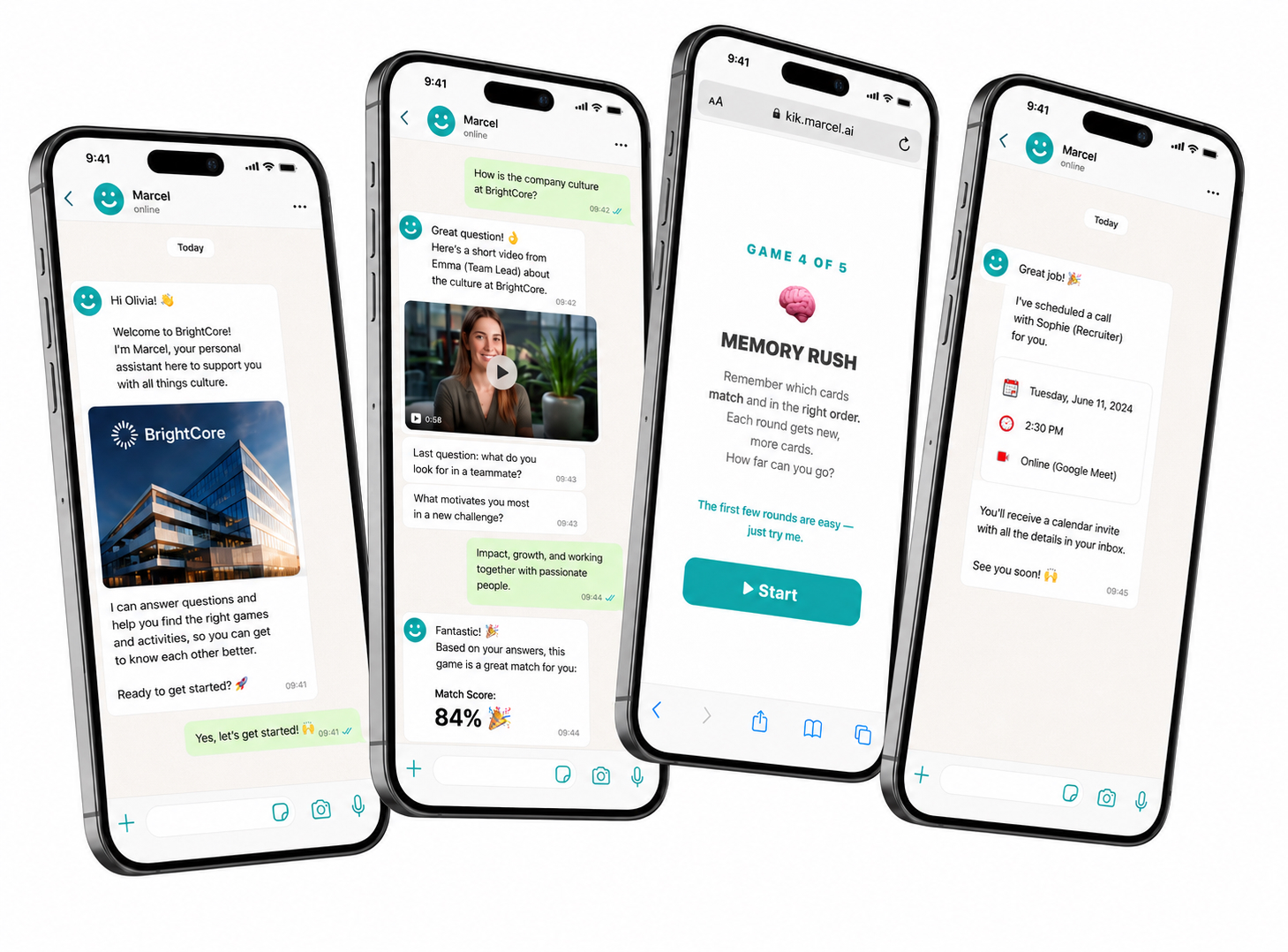 Marcel conversations on WhatsApp: from first hello to scheduled appointment