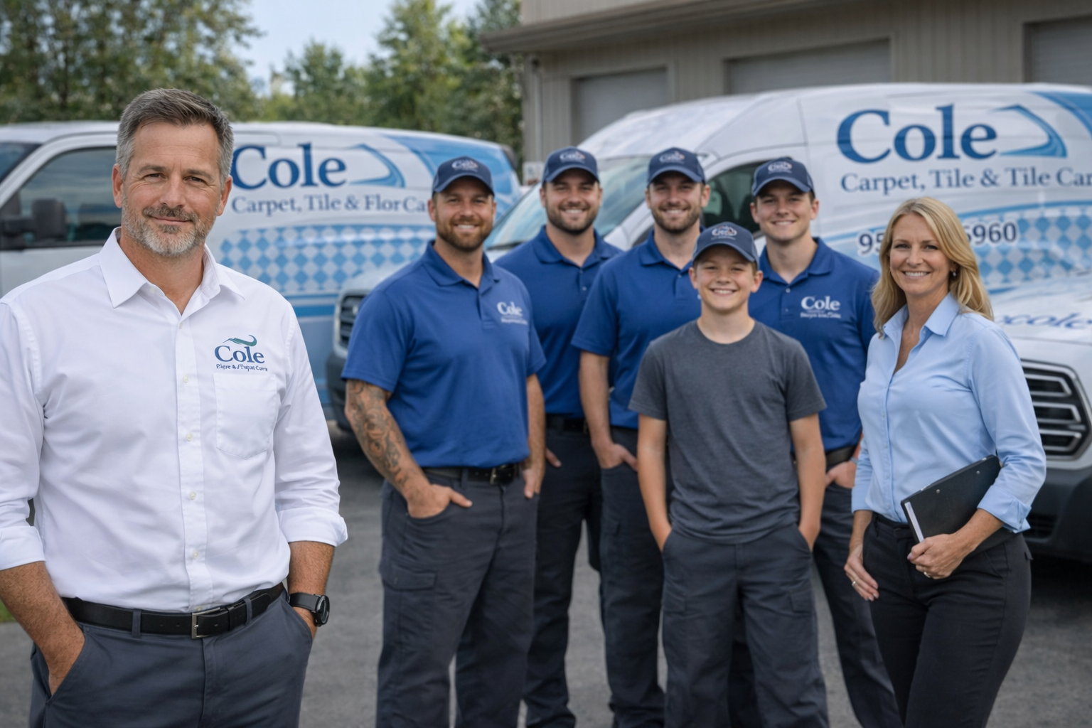 Multi-crew cleaning operator team — multi-truck ceiling