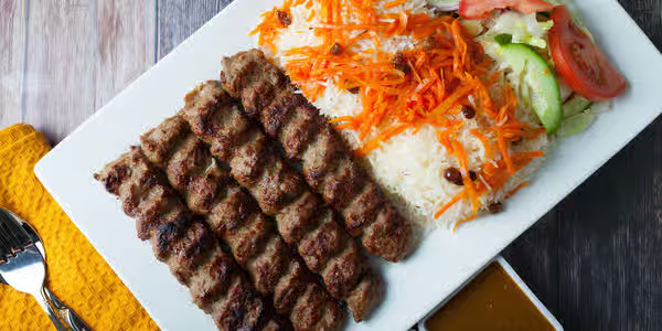 Shami Kebab — Afghan minced-meat kebab grilled over charcoal