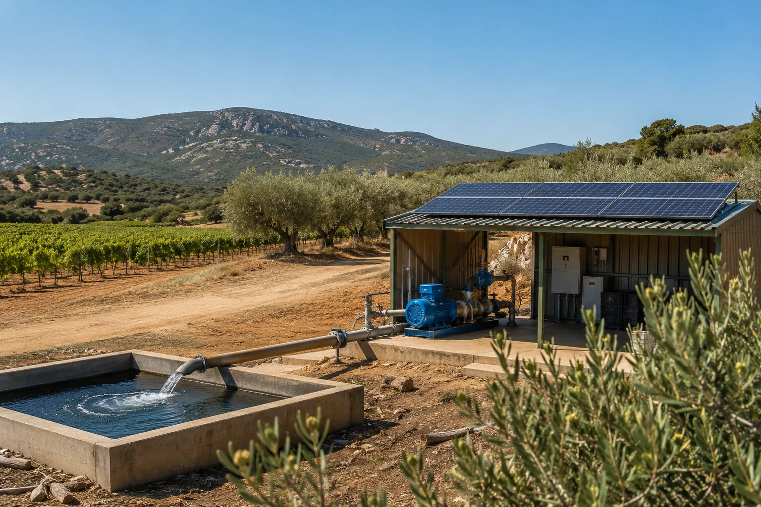 Impianto fotovoltaico off-grid per irrigazione e attività agricola in Sardegna