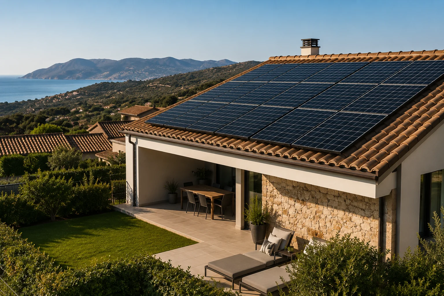 Impianto fotovoltaico installato su abitazione privata in Sardegna
