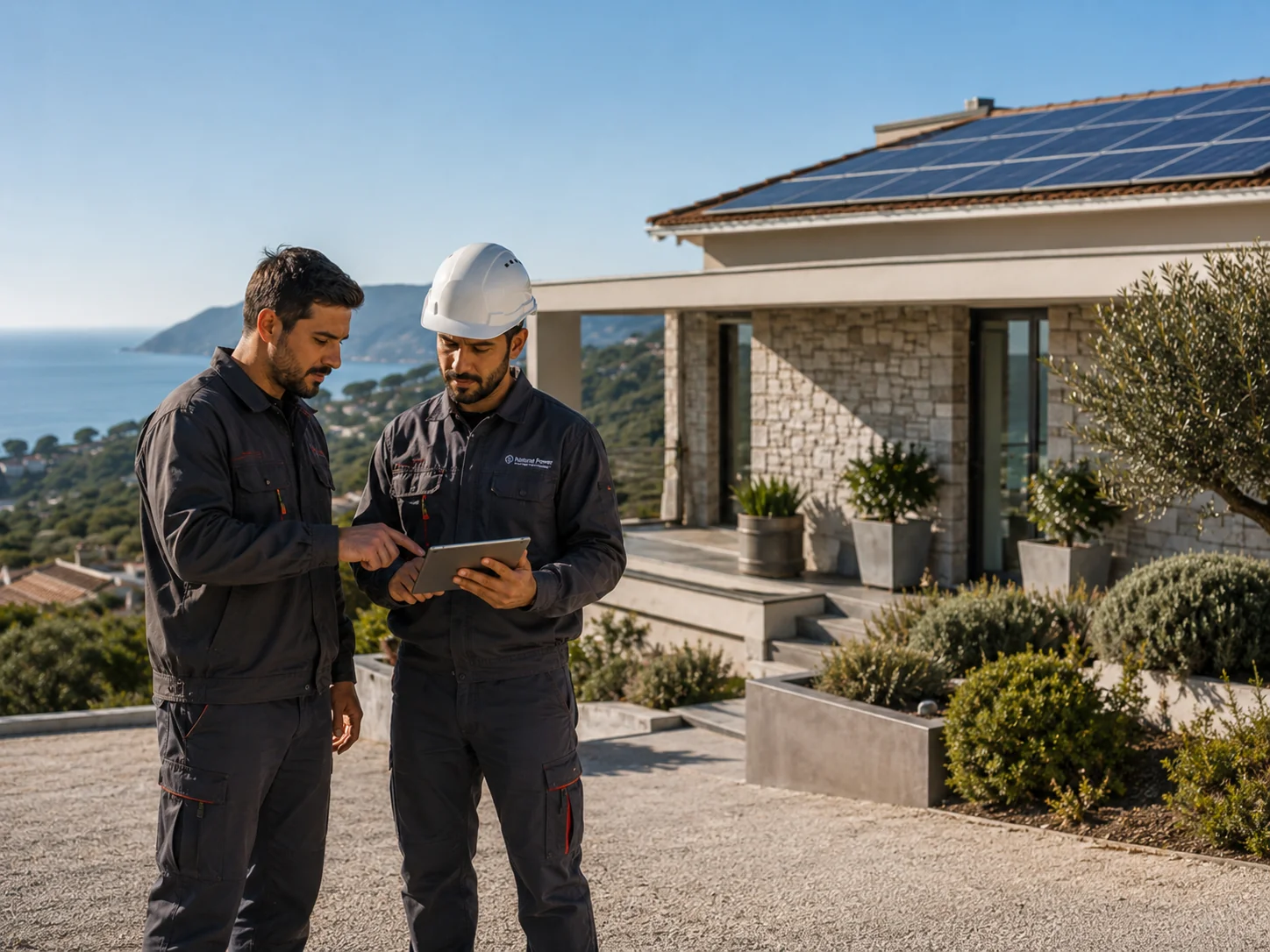 Tecnici Natural Power monitorano la produzione di un impianto fotovoltaico in Sardegna