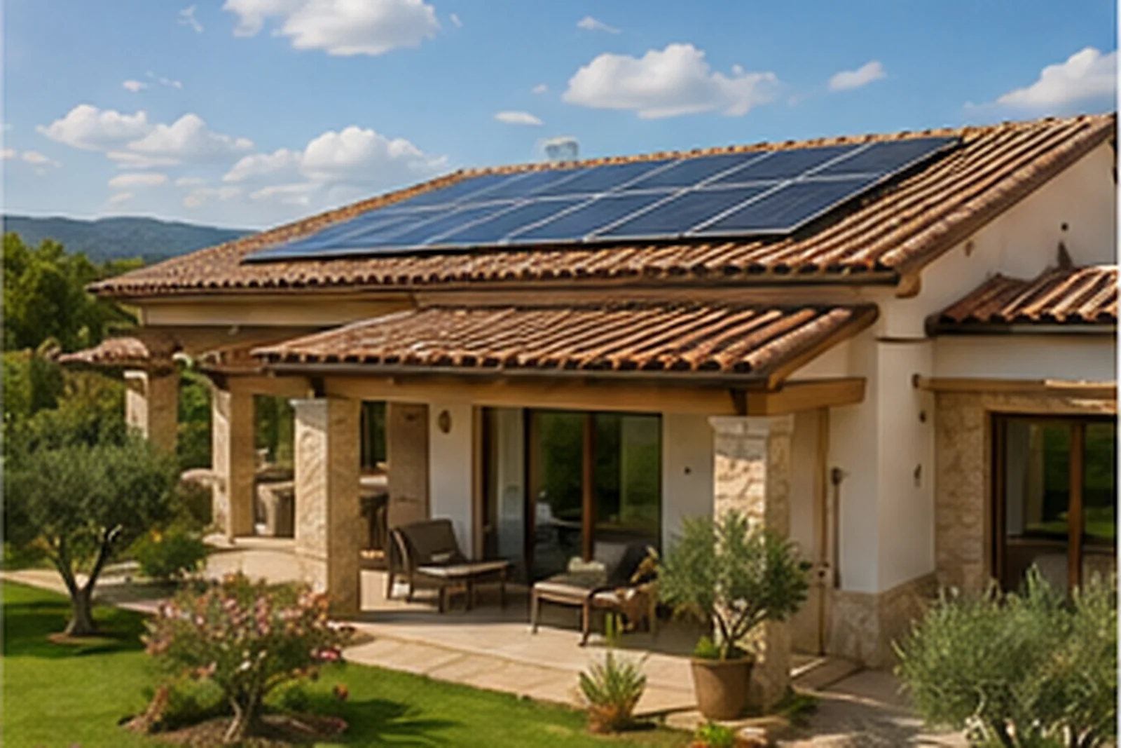 Impianto fotovoltaico residenziale installato su una villetta in Sardegna.