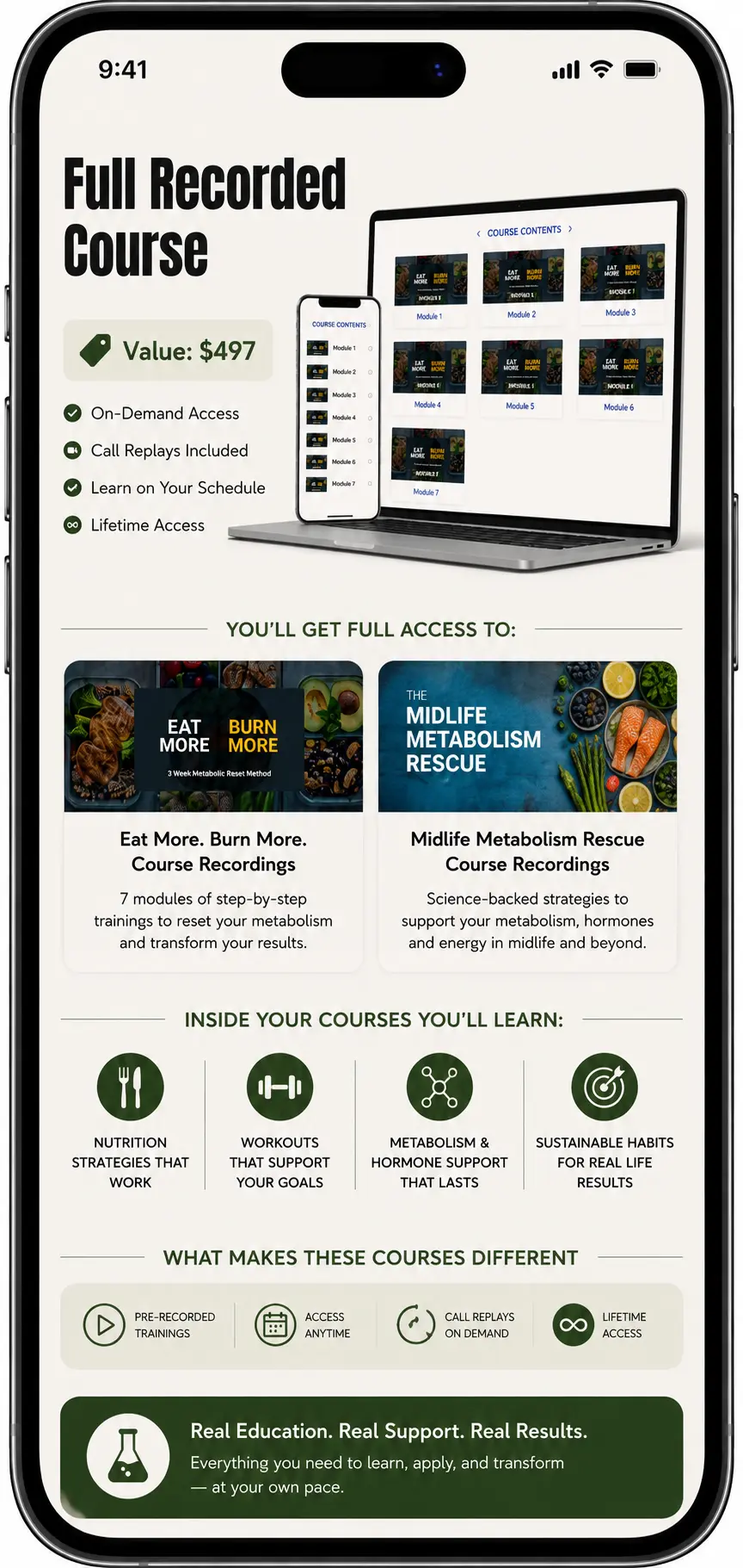 Full recorded course on device