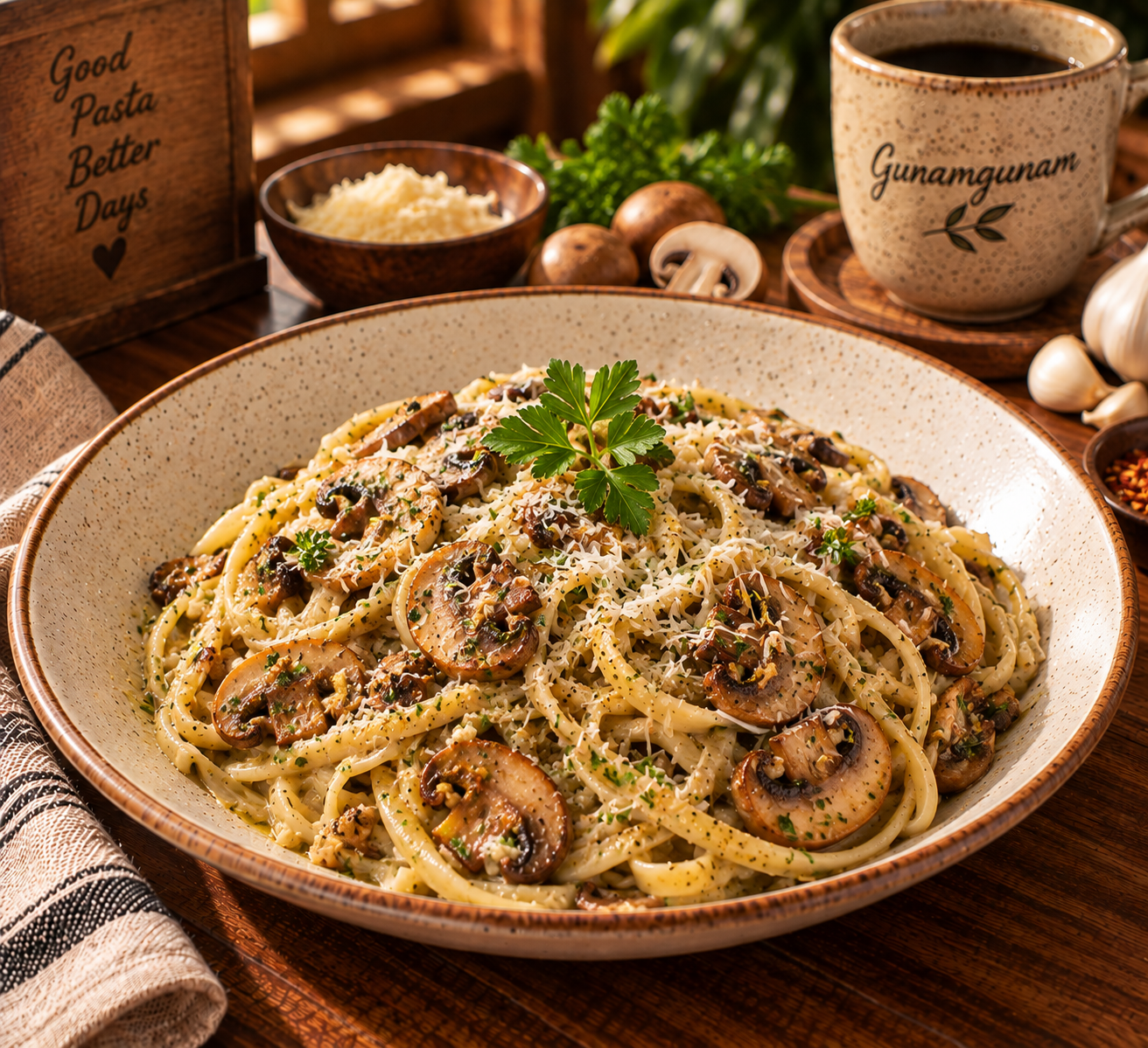 Garlic Mushroom Pasta