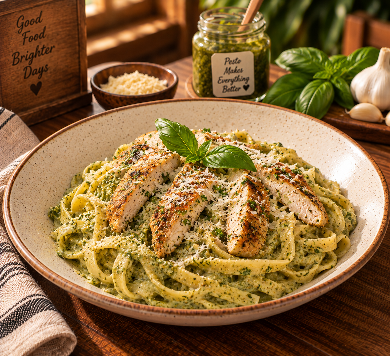 Creamy Chicken Pesto Pasta