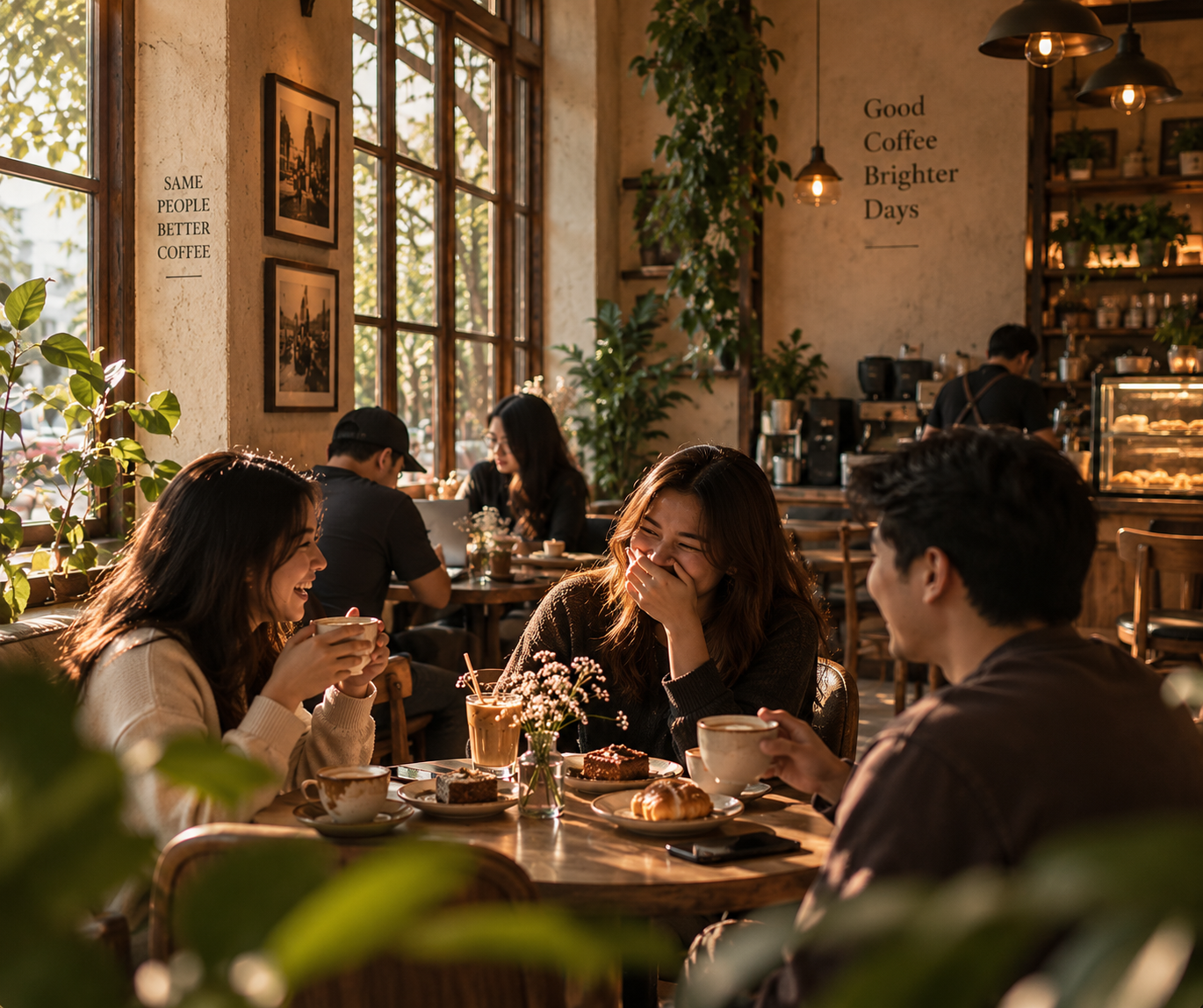 Gunamgunam café atmosphere with customers enjoying coffee