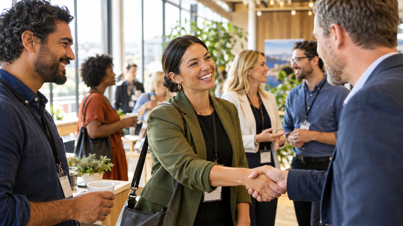 Small business owners networking at an NSW Small Business Month event