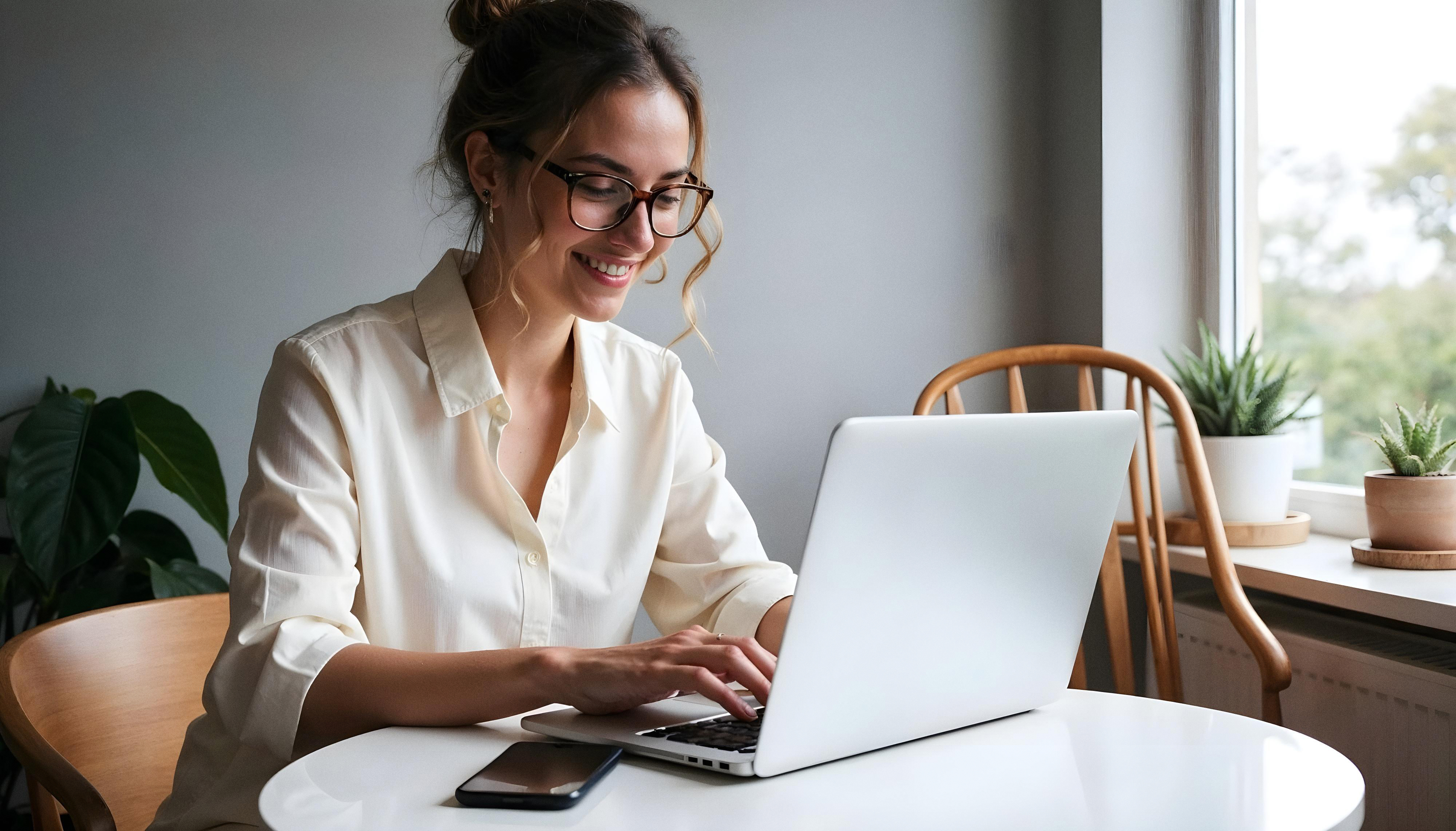 Woman working on laptop