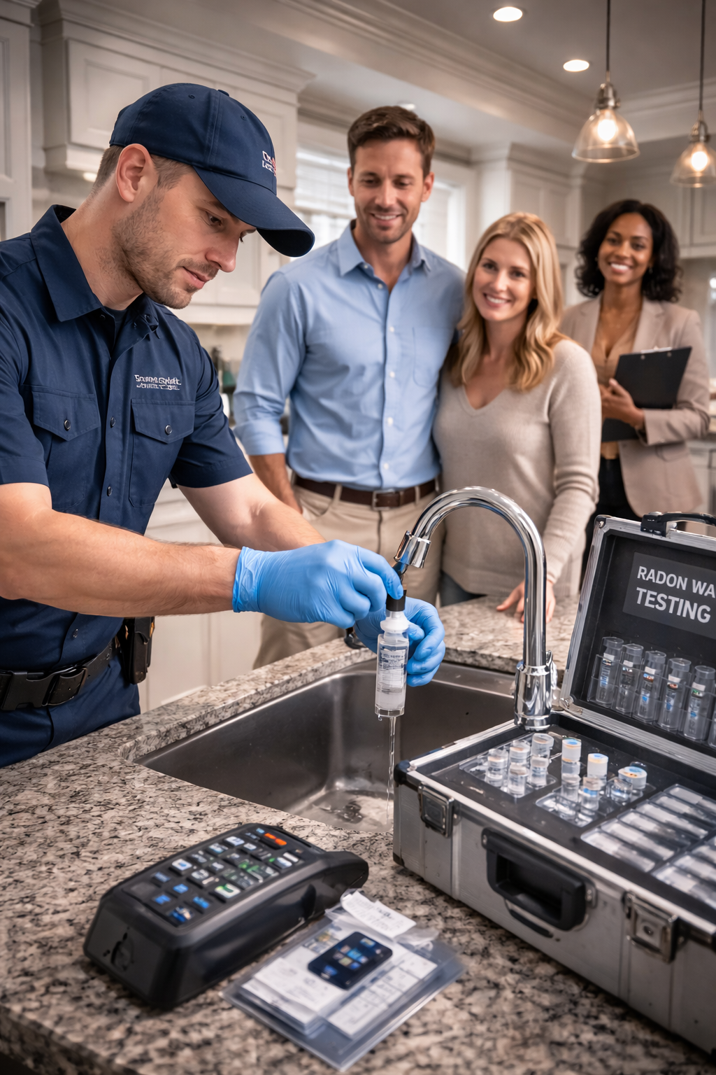 Radon in water testing sample collection