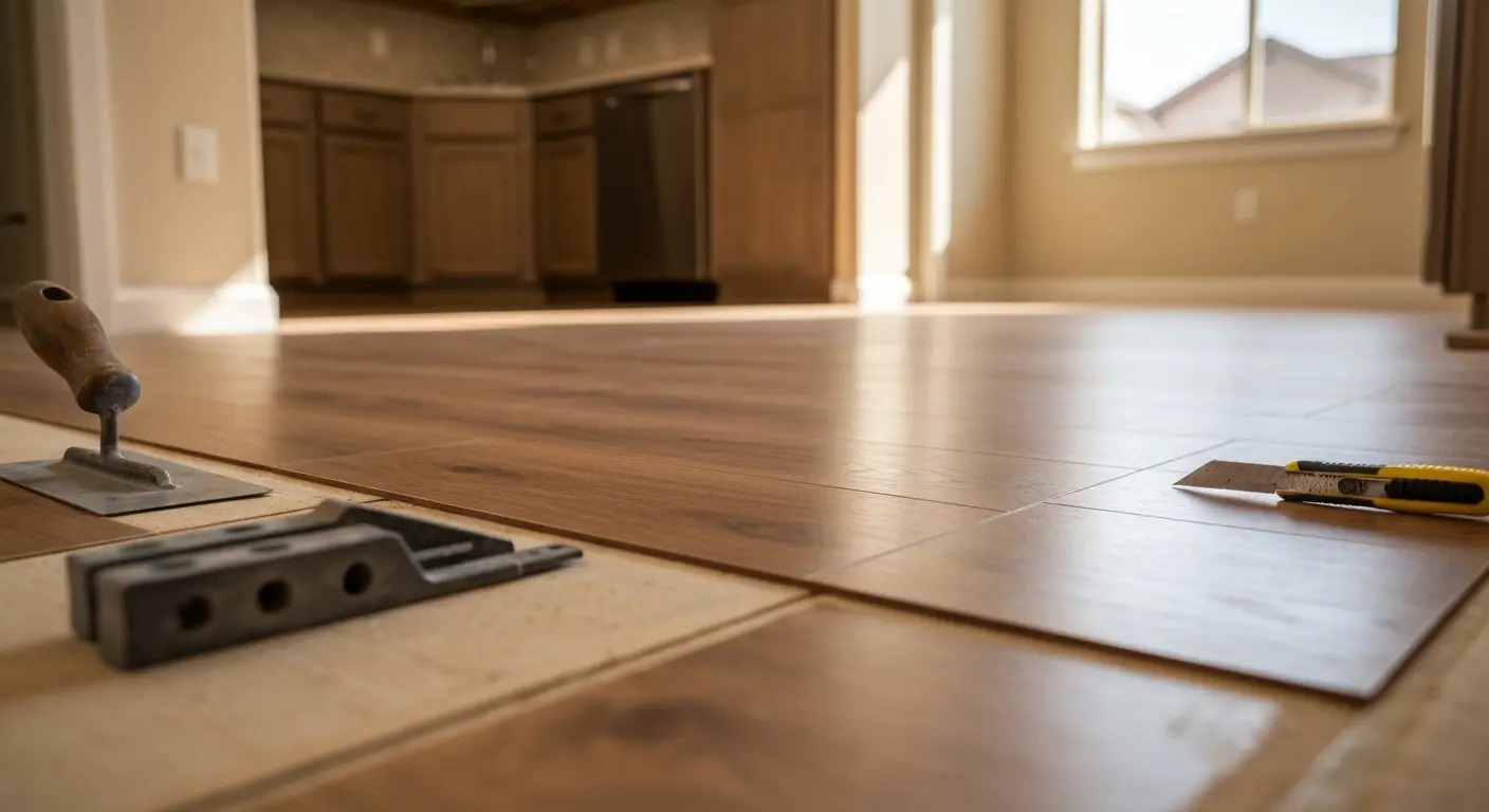 Luxury vinyl plank kitchen floor
