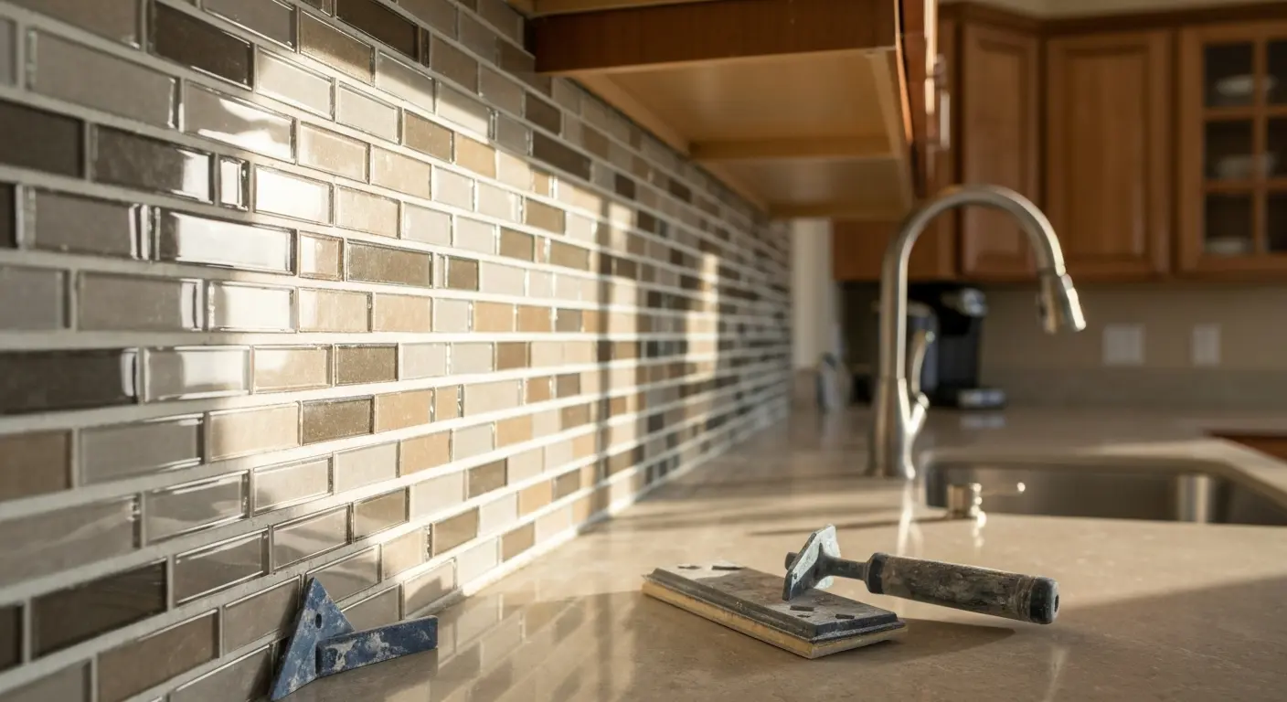 Glass mosaic backsplash design