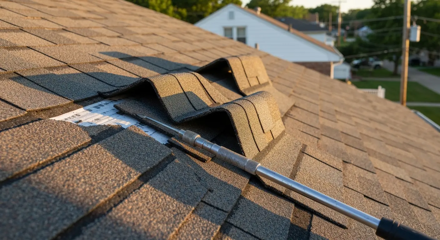 Wind damaged roofing materials