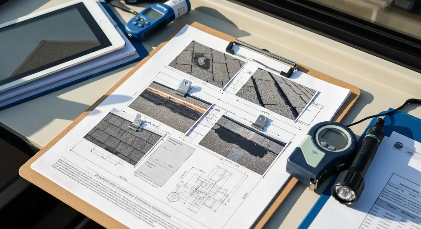 Insurance claim documentation and roof assessment report